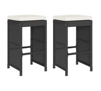 Vidaxl Tabourets De Bar Jardin Coussins Lot De 2 Noir Résine Tressée