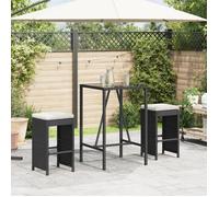 vidaXL Tabourets de bar de jardin 368686 – Lot de 2 noir, résine tressée, coussins