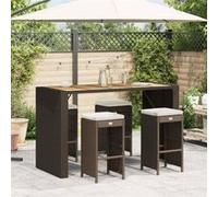 Tabourets de bar jardin coussins lot de 4 marron résine tressée, tabouret, tabouret de bar extérieur, chaise de bar, 368688