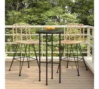 vidaXL Lot de 2 Tabourets de Bar, Chaise de Pub, Siège de Terrasse, Meuble de Bistrot Jardin Patio Extérieur, Résine Tressée 319430