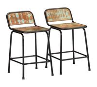 vidaXL Tabourets de Bar Lot de 2 46x35,5x70cm Bois Massif récupération, Chaise, Chaise de Bar de Cuisine, Chaise de bistrot