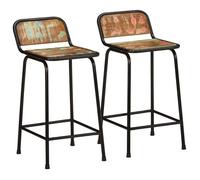 vidaXL Tabourets de bar Lot de 2 – 46x35,5x80 cm – Bois massif récupération