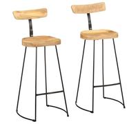 vidaXL Tabourets de Bar Lot de 2 49x43x103 cm Bois de manguier Massif