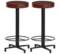 Vidaxl Tabourets De Bar Lot De 2 66 Cm Cuir Véritable