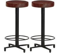 Vidaxl Tabourets De Bar Lot De 2 66 Cm Cuir Véritable