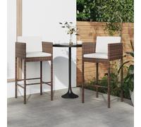 vidaXL Tabourets de bar lot de 2 avec coussins marron résine tressée