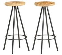 Vidaxl Tabourets De Bar 2 Pcs Bois De Manguier Brut