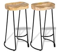 vidaXL Tabourets de Bar Lot de 2 Bois de manguier Massif
