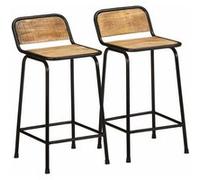 Tabourets de bar lot de 2 bois massif manguier brut, chaise, chaise de bar de cuisine, chaise de bistrot, chaise de 4013530