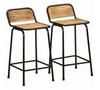 vidaXL Tabourets de bar lot de 2 bois massif manguier brut, chaise, chaise de bar de cuisine, chaise de bistrot, chaise de 4013530