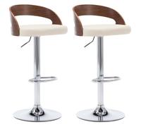 vidaXL Tabourets de bar lot de 2 crème similicuir et bois courbé 283145