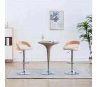 Lot de 2 Tabourets de Bar, Chaise de Pub, Siège de Bistrot, Meuble de Salle à Manger Cuisine Salon Maison Intérieur, Crème Similicuir et Bois Courbé