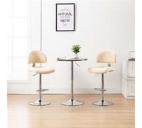vidaXL Tabourets de bar lot de 2 crème similicuir249658 Crème G