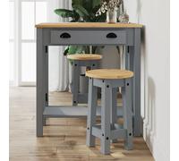 Vidaxl Tabourets De Bar Lot De 2 Gris Bois Massif De Pin Marron