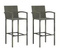 Vidaxl Tabourets De Bar 2 Pcs Gris Résine Tressée Gris