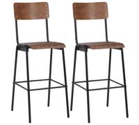 Vidaxl Tabourets De Bar Lot De 2 Marron Contreplaqué Solide Et Acier Multicolore