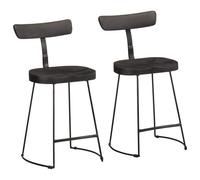vidaXL Tabourets de Bar Lot de 2 Noir 49x43x79 cm Bois manguier Massif, Chaise, Chaise de Bar de Cuisine, Chaise de Restaurant