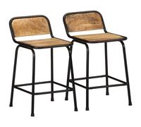 vidaXL Tabourets de bar lot de 2 pcs bois massif manguier brut