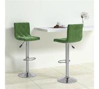 vidaXL Lot de 2 tabourets de bar – Chaise de pub en velours, siège de bistrot – Vert foncé