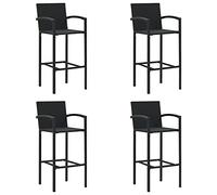 vidaXL Tabourets de Bar Lot de 4 Noir résine tressée