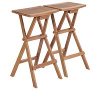 Vidaxl Tabourets De Bar Pliables 2 Pcs Bois De Teck Massif