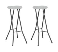 Tabourets de bar pliables lot de 2 PEHD et acier Blanc