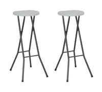 Tabourets de bar pliables lot de 2 PEHD et acier Blanc