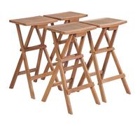 Vidaxl Tabourets De Bar Pliables 4 Pcs Bois De Teck Massif