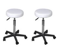 2 Pcs Tabourets De Bureau Blanc 35,5x98 Cm Similicuir Blanc