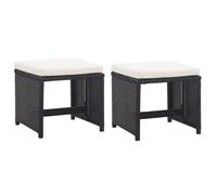 vidaXL Tabourets de jardin 2 pcs avec coussins Résine tressée Noir