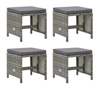 vidaXL Tabourets de jardin 4 pcs avec coussins Résine tressée Gris 316750