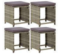 4x Tabourets de Jardin avec Coussins Repose-pieds de Patio Tabourets de Terrasse Repose-pieds d'Extérieur Résine 316873