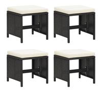 4x Tabourets de Jardin avec Coussins Repose-pieds de Patio Tabourets de Terrasse Repose-pieds d'Extérieur Résine 316748