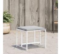 Vidaxl Tabourets De Jardin Avec Coussins 4pcs Blanc Acier Et Textilène Multicolore