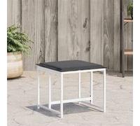 vidaXL Tabourets de jardin avec coussins - Lot de 4 - Acier blanc, textilène multicolore