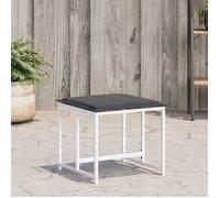 vidaXL Tabourets de jardin avec coussins 4pcs blanc acier et textilène, siège de jardin, tabouret d'extérieur, siège cube, 4008591