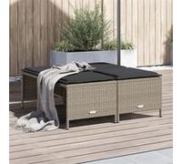 Tabourets de jardin avec coussins lot de 4 gris clair rotin, siège de jardin, sièges d'extérieur, tabouret cube, 368367