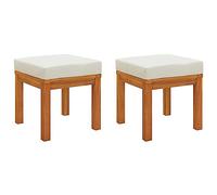 vidaXL Tabourets de Jardin et Coussins 2 pcs 40x40x42 cm Acacia Solide, Tabouret, Tabouret de Patio, Pouf, Tabouret d'extérieur