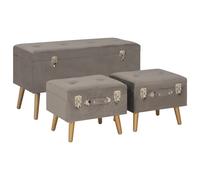 vidaXL Tabourets de rangement 3 pcs Gris Velours