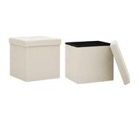 vidaXL Tabourets de rangement pliables 2 pcs Blanc crème Faux lin