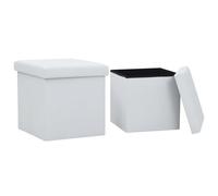 vidaXL Tabourets de rangement pliables 2 pcs Blanc Similicuir