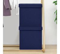 vidaXL Tabourets de rangement pliables 2 pcs Bleu Faux lin