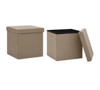 Vidaxl Tabourets De Rangement Pliables 2 Pcs Cappuccino Pvc