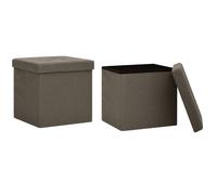 vidaXL Tabourets de rangement pliables 2 pcs Marron Faux lin