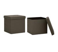 vidaXL Tabourets de rangement pliables 2 pcs Marron foncé Faux lin