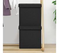 Vidaxl Tabourets De Rangement Pliables 2 Pcs Noir Faux Lin Noir