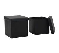 vidaXL Tabourets de rangement pliables 2 pcs Noir Similicuir
