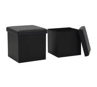 Vidaxl Tabourets De Rangement Pliables 2 Pcs Noir Similicuir Noir