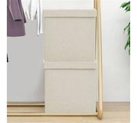Vidaxl Tabourets De Rangement Pliables 2 Pcs Blanc Crème Faux Lin Blanc