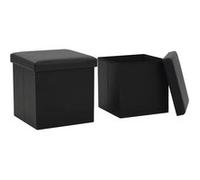 Tabourets de rangement pliables lot de 2 noir similicuir247083